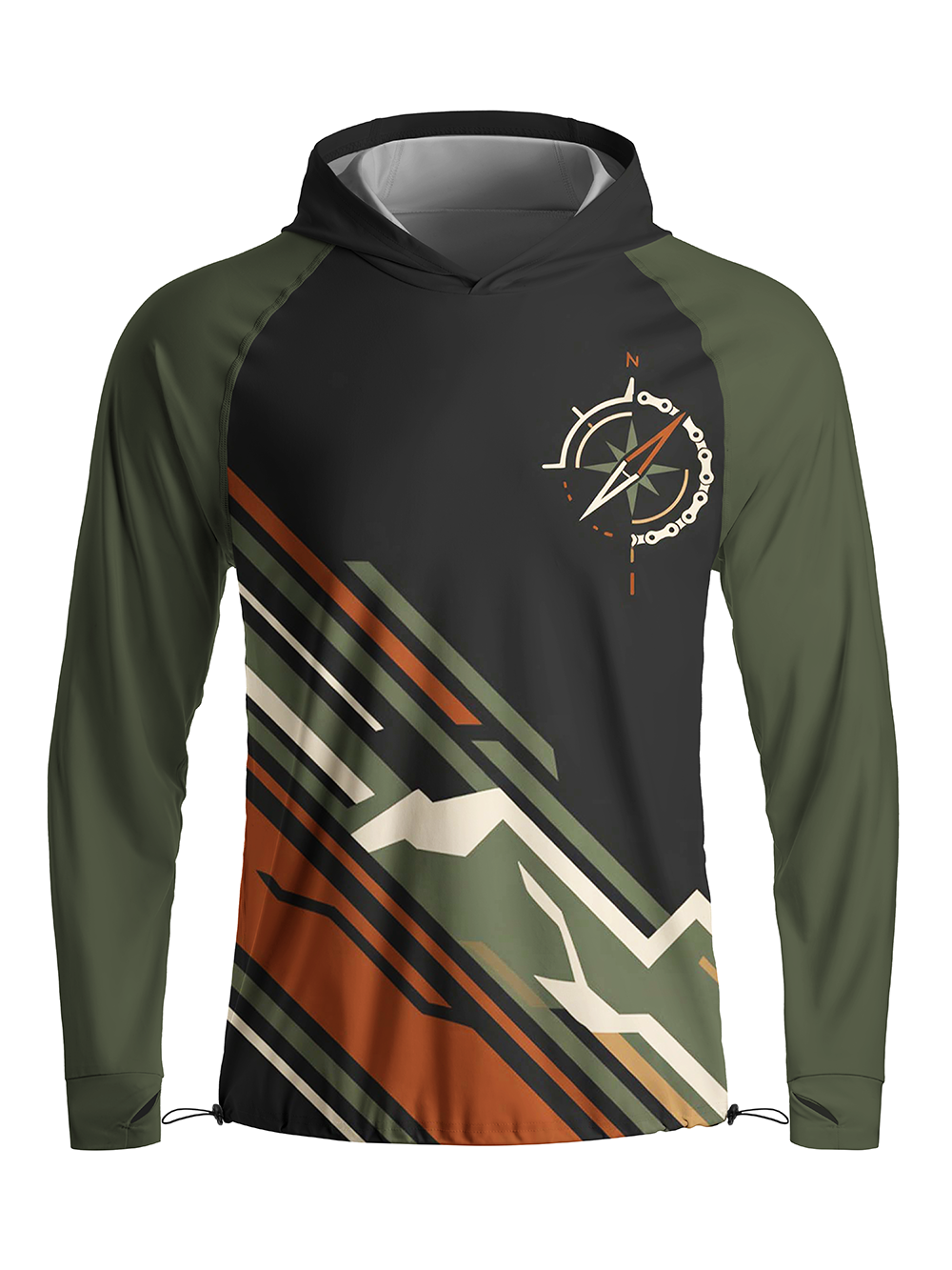 Orionride Chain-Link Compass Long Sleeve Cycling Hoodie Shirt