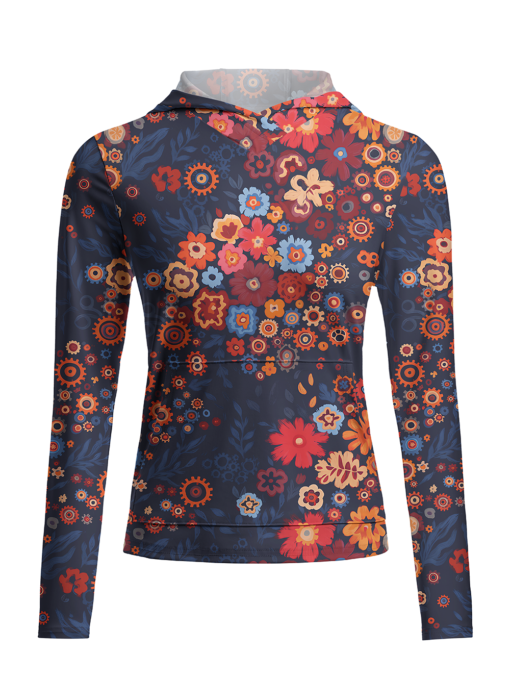 Orionride Mechanical Florals Women's Long Sleeve Cycling Hoodie Shirt
