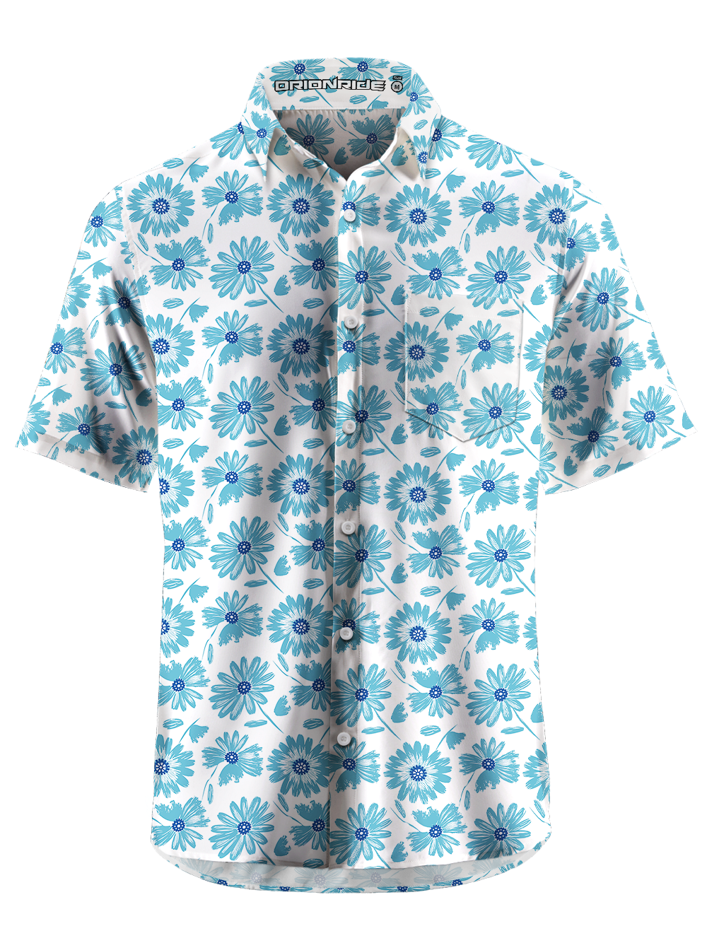 Orionride Daisy Petals Zipper Pockets Ultra Lightweight Short Sleeves Gravel Shirt