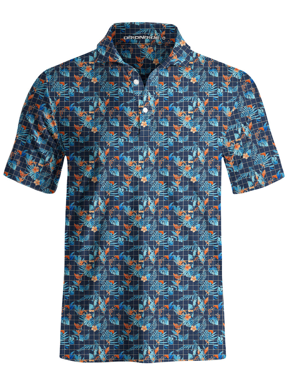 Orionride Checkered Flowers Men's Polo Shirt