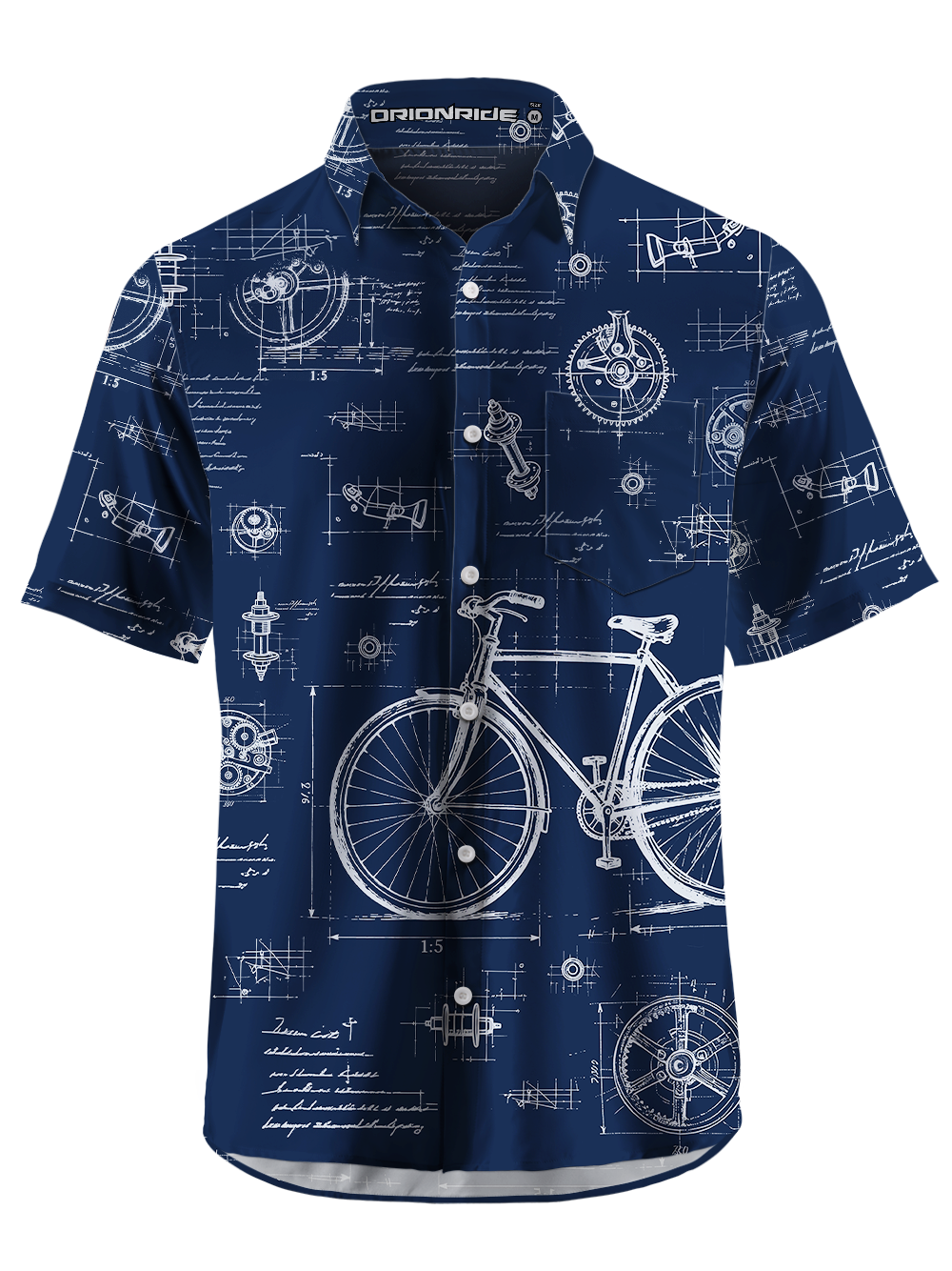 Orionride Bicycle Sketch Zipper Pockets Ultra Lightweight Short Sleeves Gravel Shirt
