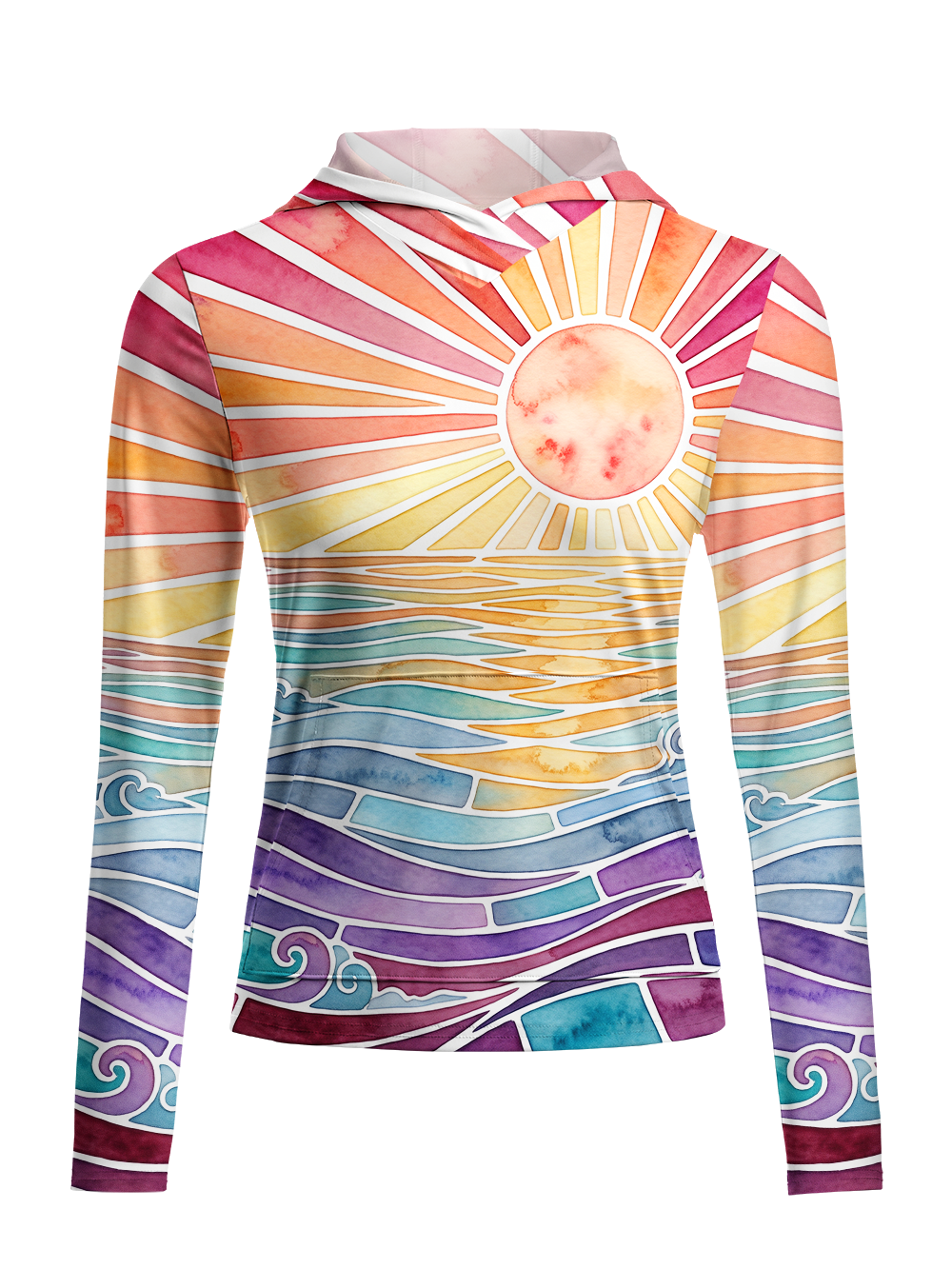 Orionride Colorful Sunset Women's Long Sleeve Cycling Hoodie Shirt