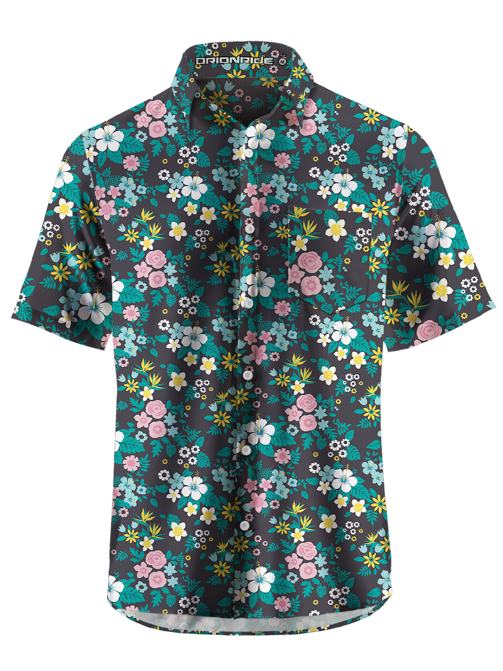 Orionride Tropical Flowers Zipper Pockets Ultra Lightweight Short Sleeves Gravel Shirt