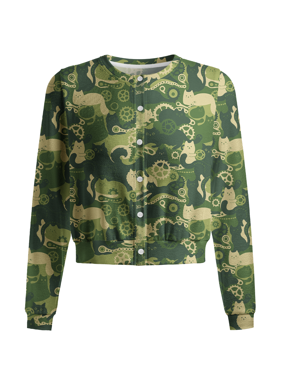 Orionride Cat Playing With Gears Women's Knitted Cardigan