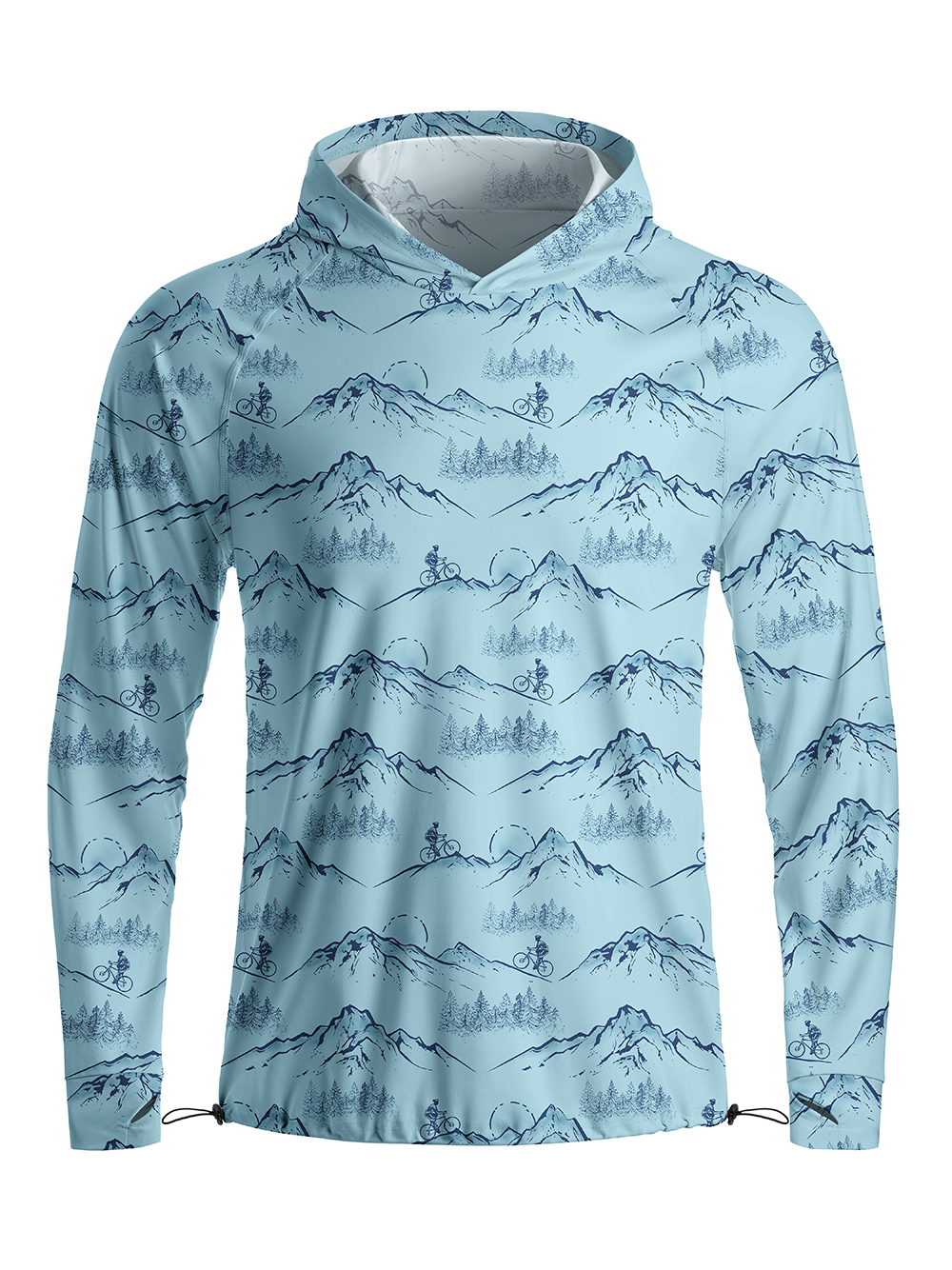 Orionride Mountain Outline Long Sleeve Cycling Hoodie Shirt