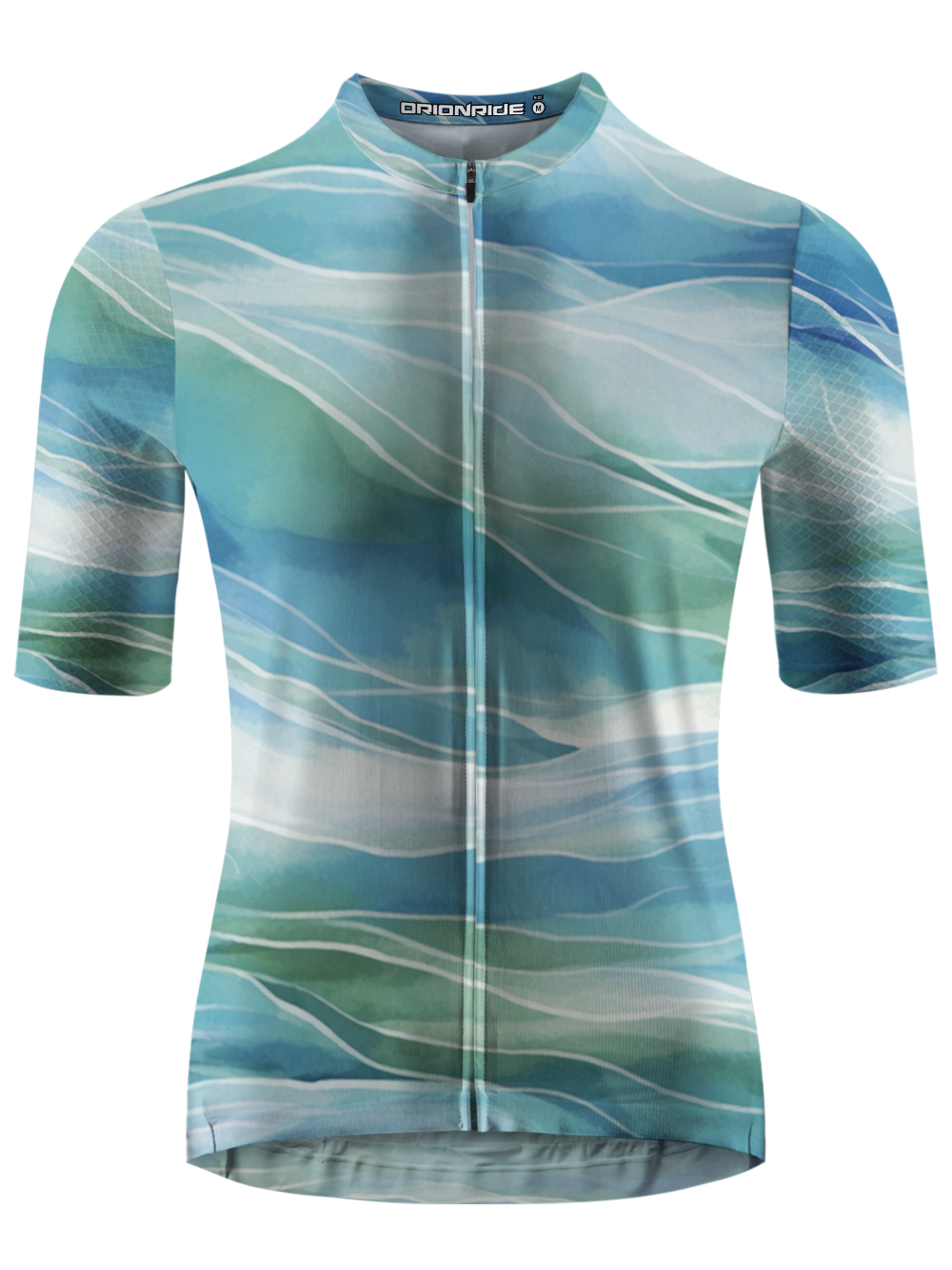 Orionride Turquoise Waves Short Sleeves Cycling Jersey