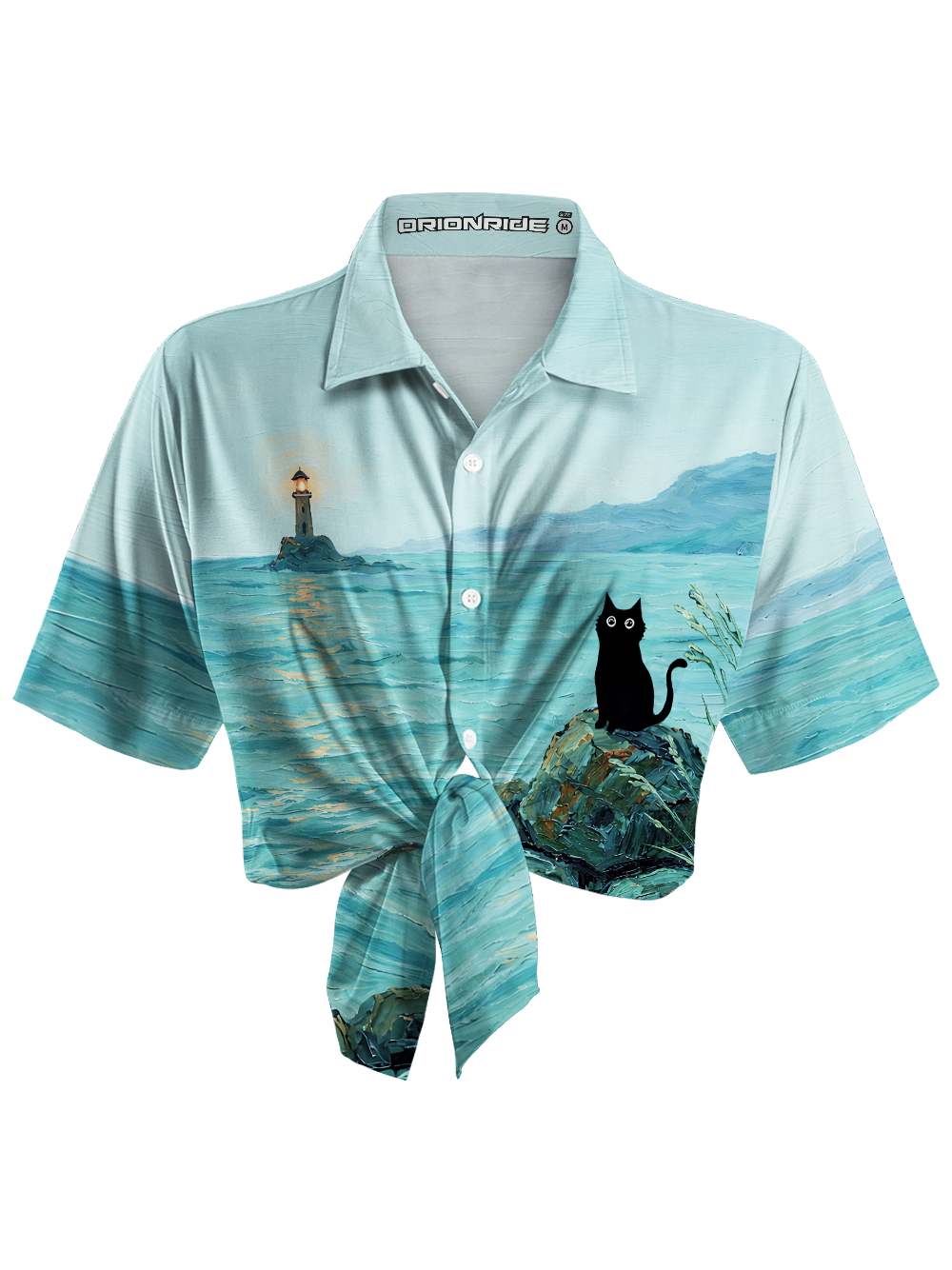 Orionride Curious Black Cat Zipper Pockets Ultra Lightweight Short Sleeves Women's Gravel Shirt