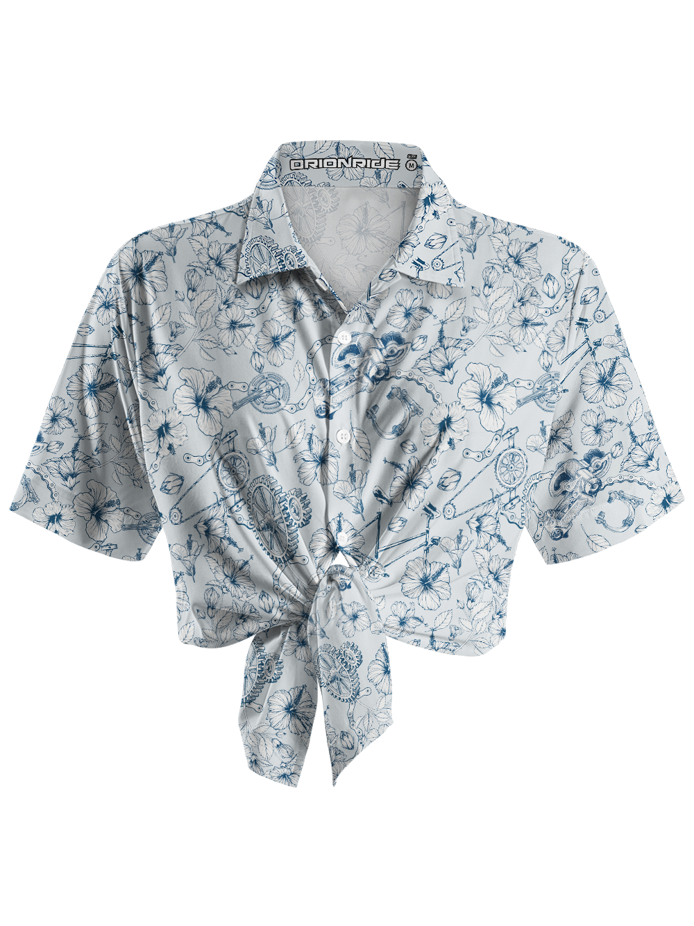 Orionride Hibiscus Gear Zipper Pockets Ultra Lightweight Short Sleeves Women's Gravel Shirt