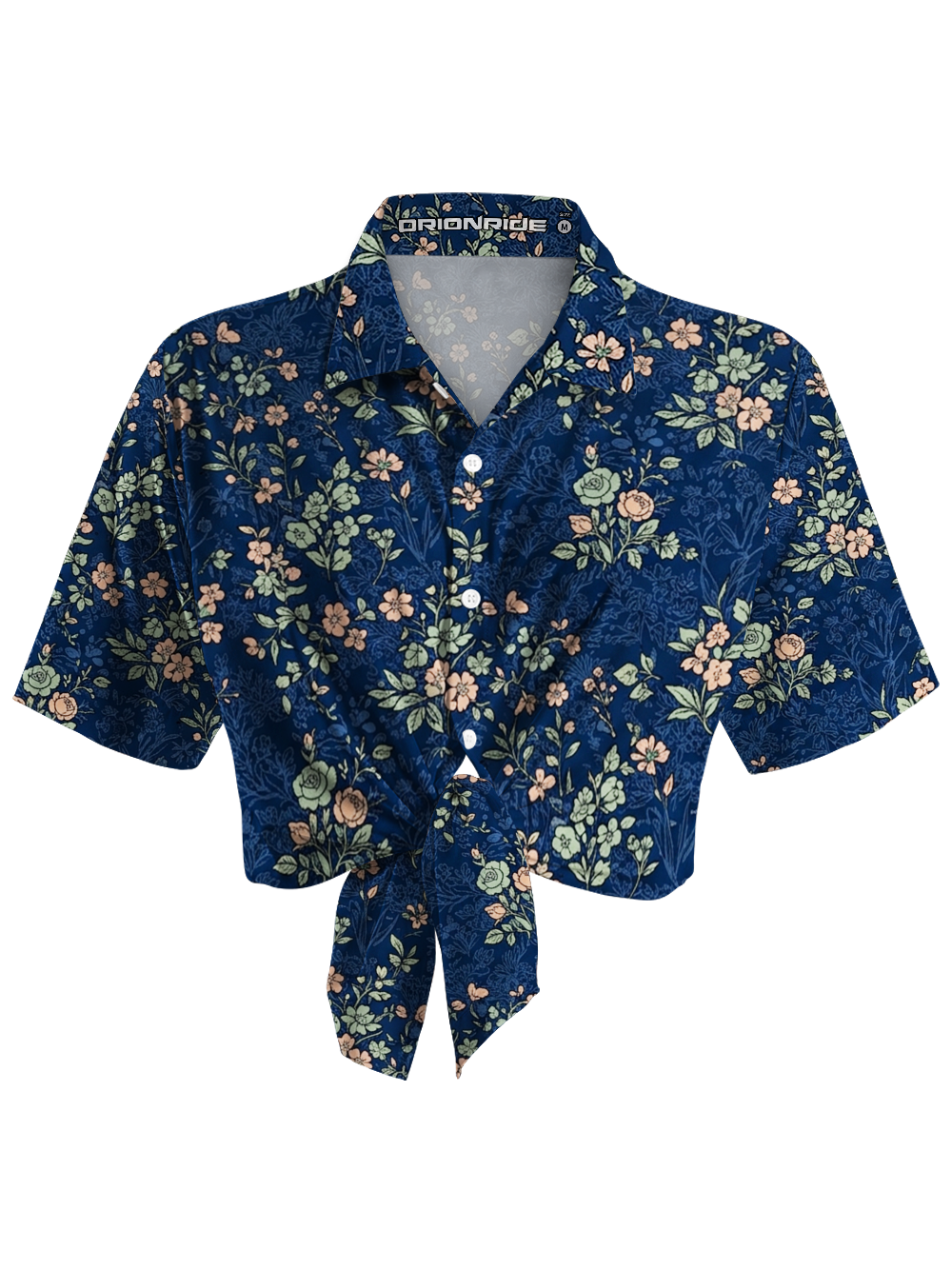 Orionride Midnight Floral Garden Zipper Pockets Ultra Lightweight Short Sleeves Women's Gravel Shirt