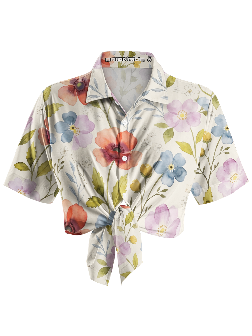 Orionride Watercolor Poppy Zipper Pockets Ultra Lightweight Short Sleeves Women's Gravel Shirt