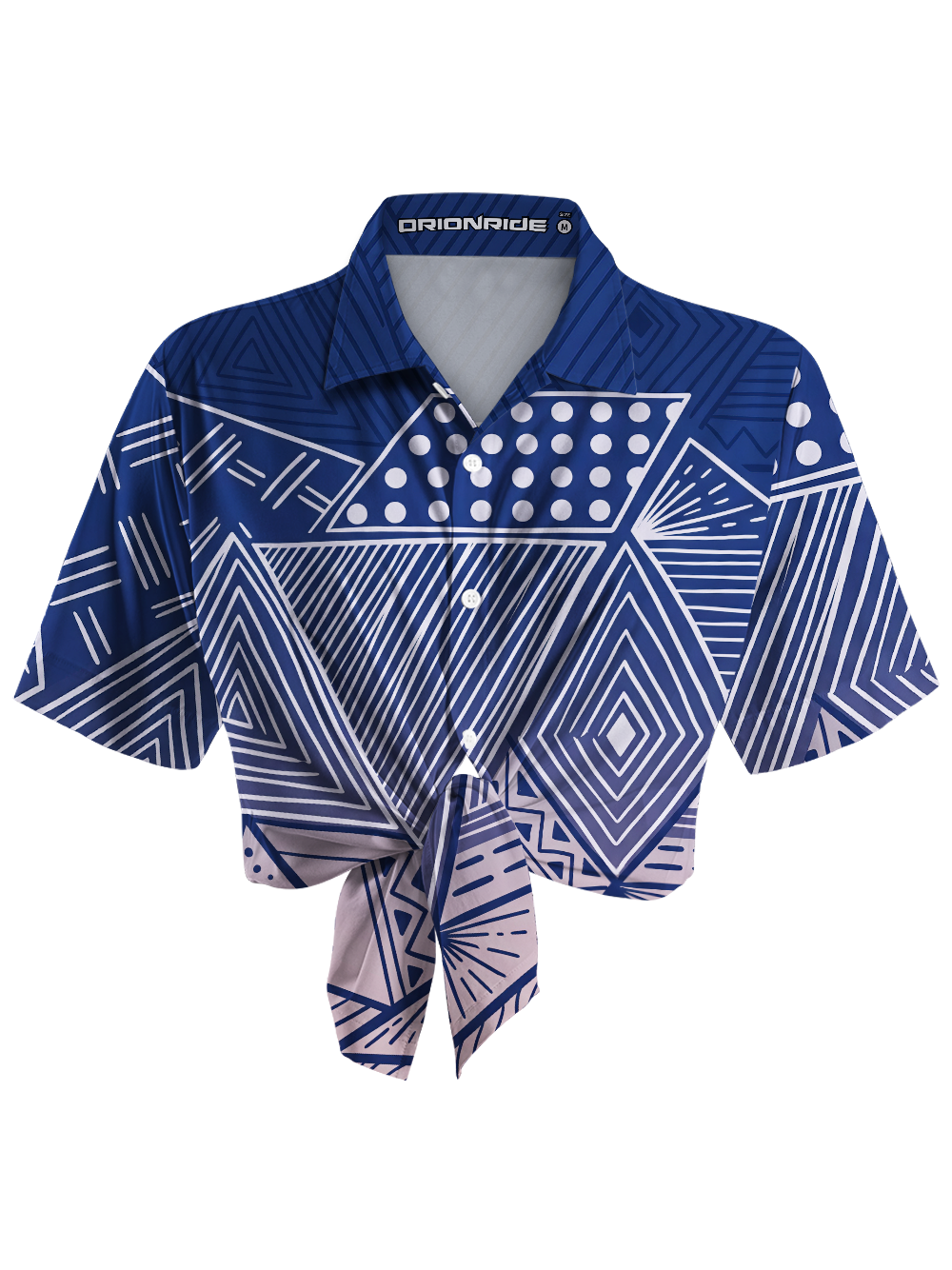 Orionride Blue&Pink Geometry Zipper Pockets Ultra Lightweight Short Sleeves Women's Gravel Shirt
