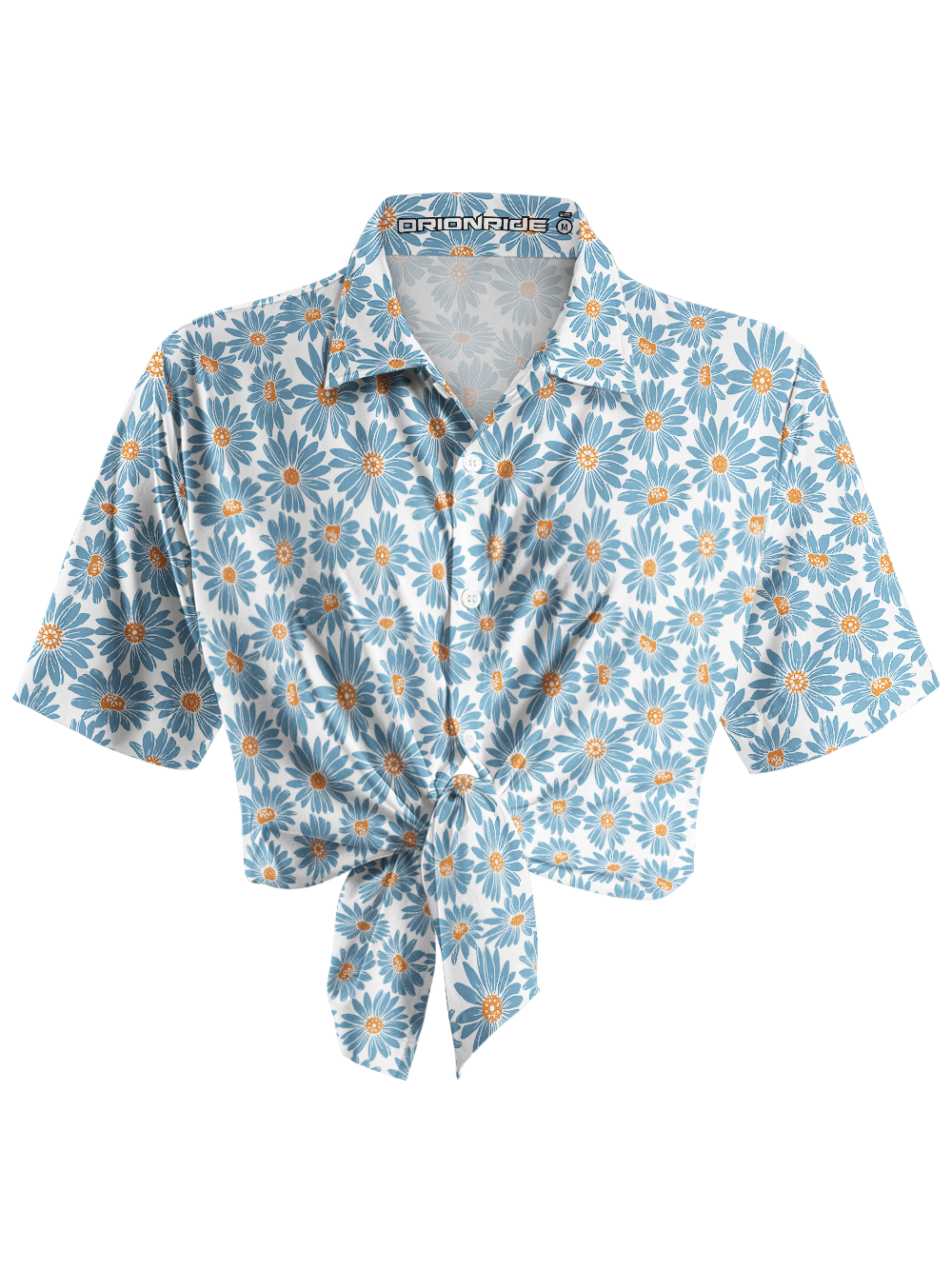 Orionride Blue Daisy Zipper Pockets Ultra Lightweight Short Sleeves Women's Gravel Shirt