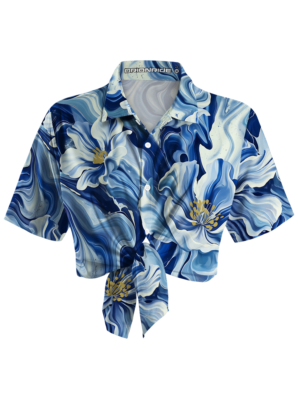 Orionride Fluid Blossoms Zipper Pockets Ultra Lightweight Short Sleeves Women's Gravel Shirt