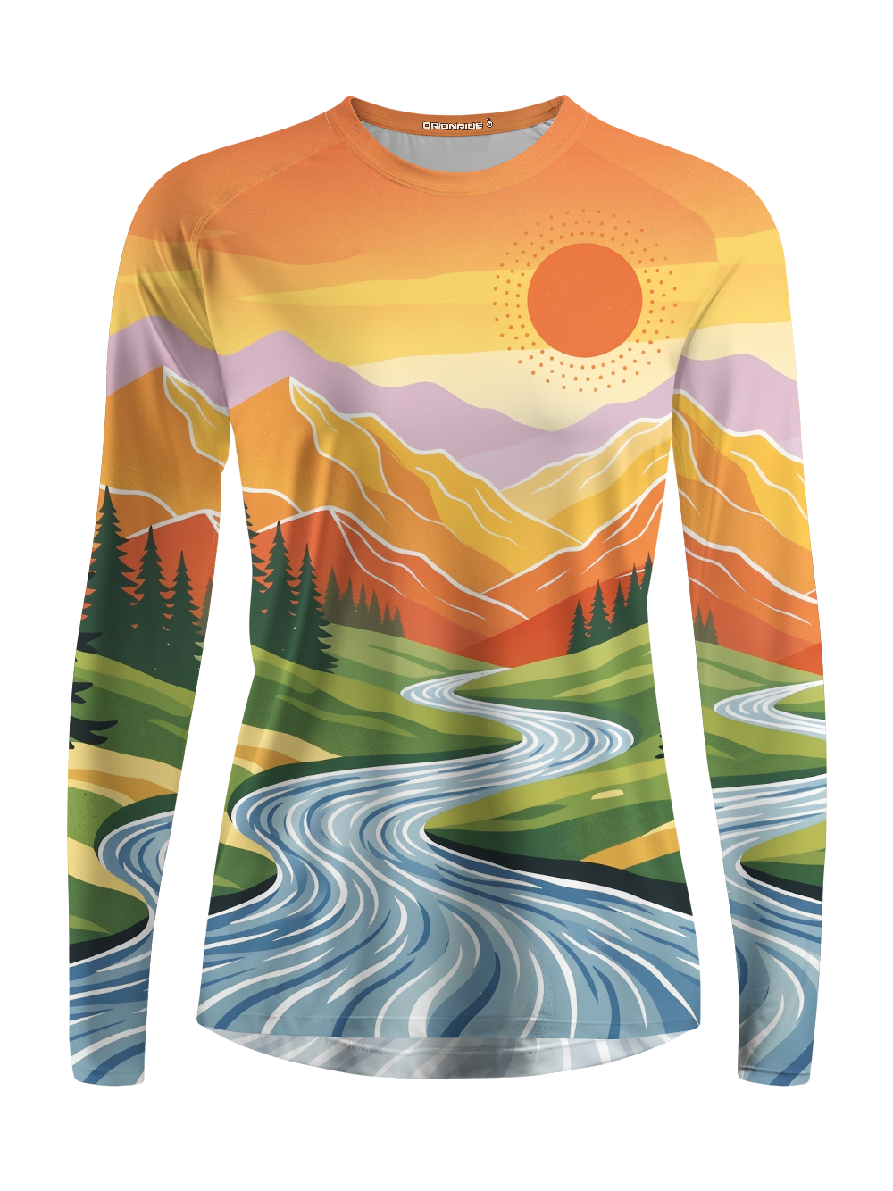 Orionride Panoramic Mountain Peaks Women's Quick Dry Downhill Jersey