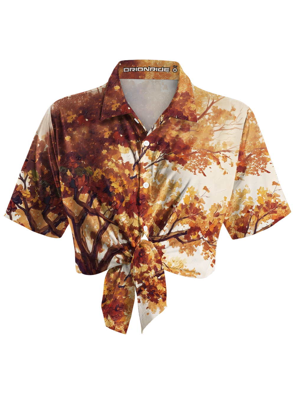 Orionride Golden Autumn Cat Zipper Pockets Ultra Lightweight Short Sleeves Women's Gravel Shirt