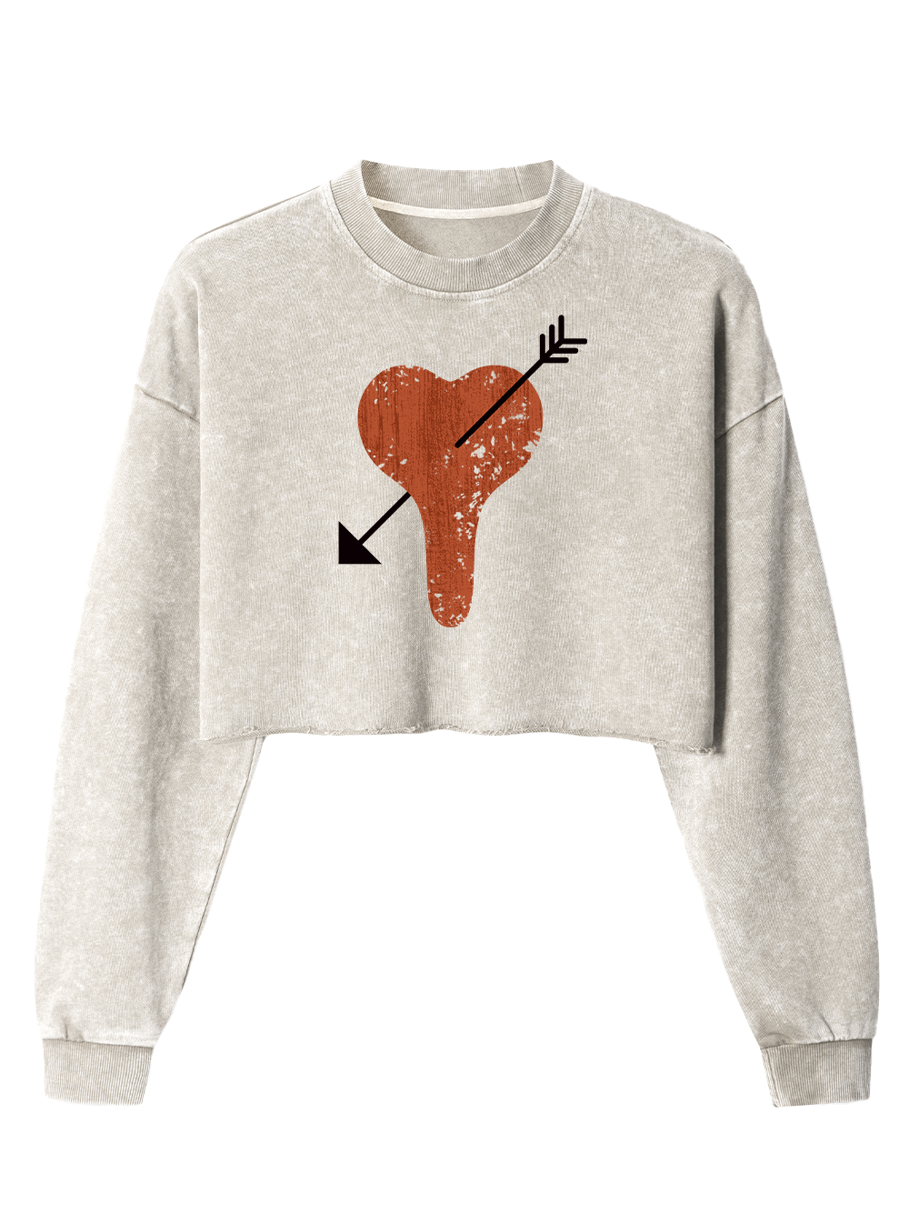 Orionride Heart-Shaped Seat Cushion Women's Washed Crop Sweatshirt