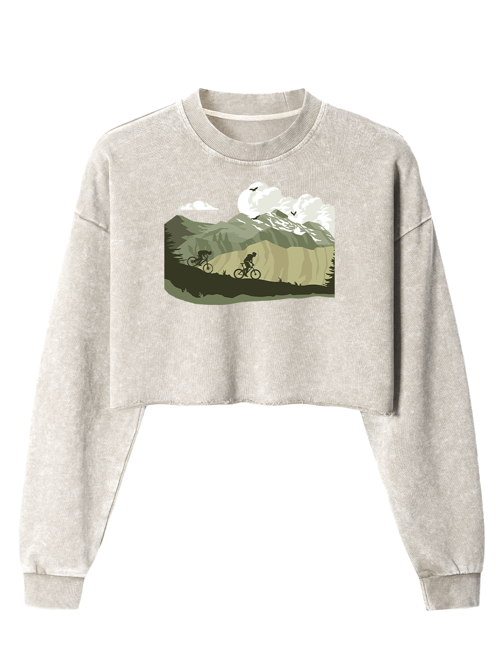 Orionride Mountain Racing Women's Washed Crop Sweatshirt