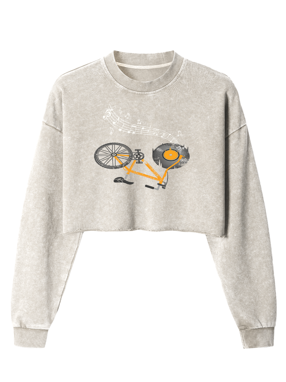 Orionride Record Bicycle Women's Washed Crop Sweatshirt