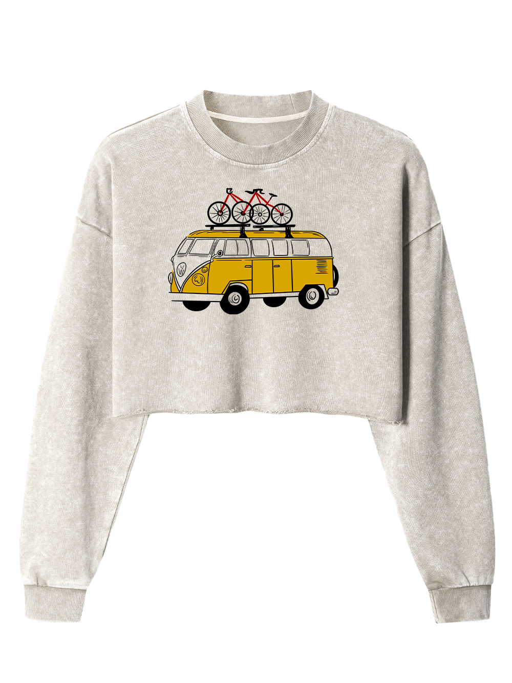 Orionride Yellow Bus Women's Washed Crop Sweatshirt