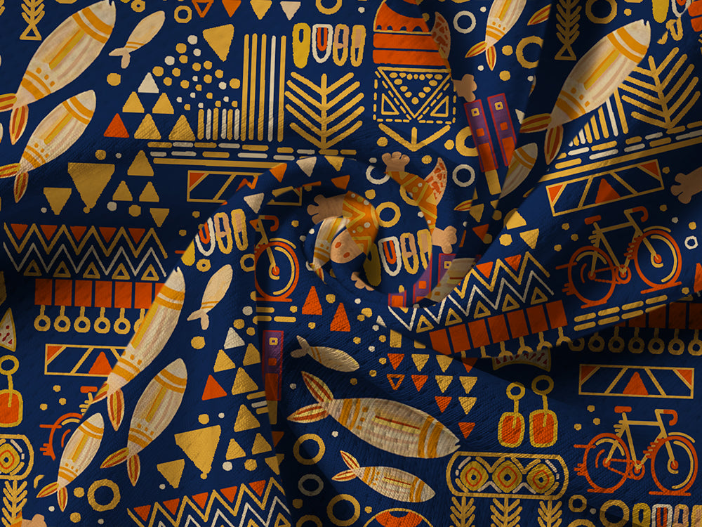 Orionride Bicycle And Fish Long Sleeve Half Zipper Mountain Bike Jersey