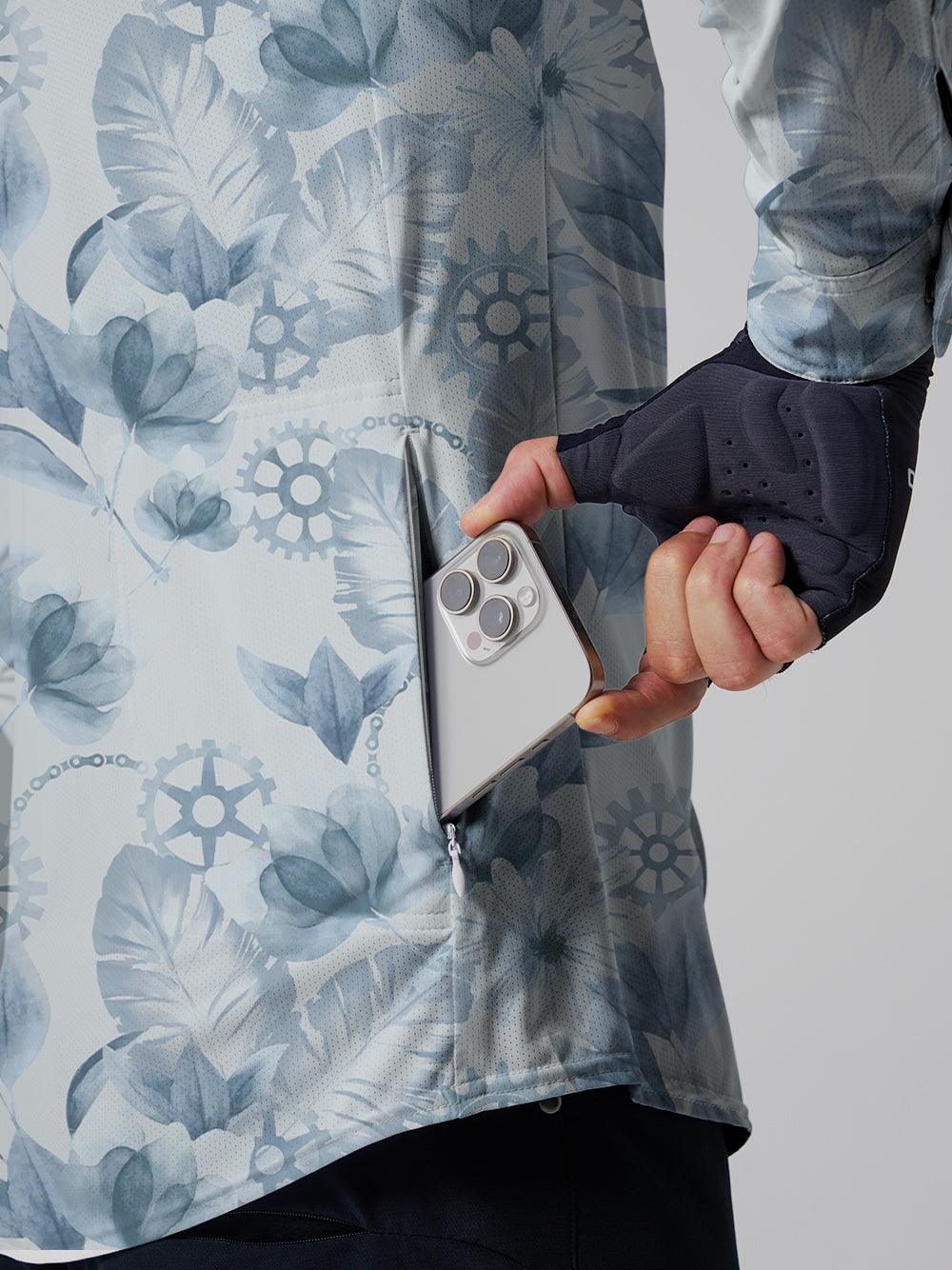 Orionride Ink Flowers Men's Stretchy Breathable Long Sleeve Gravel Shirt