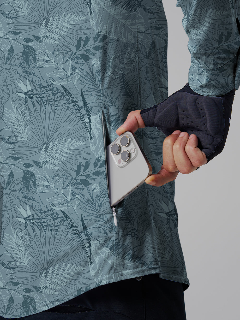 Orionride Leaf Garden Men's Stretchy Breathable Long Sleeve Gravel Shirt