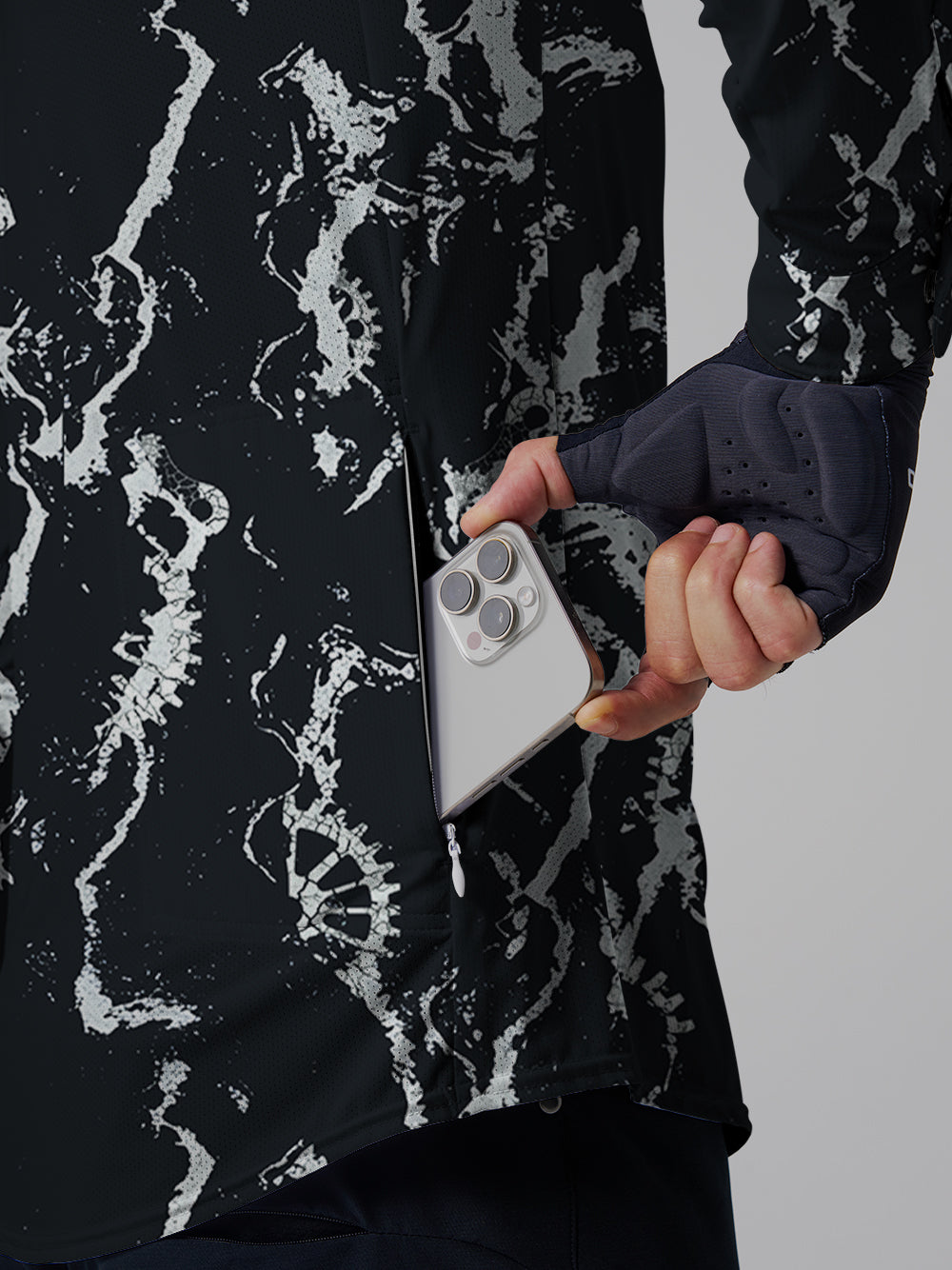 Orionride Marble Stripes Men's Stretchy Breathable Long Sleeve Gravel Shirt