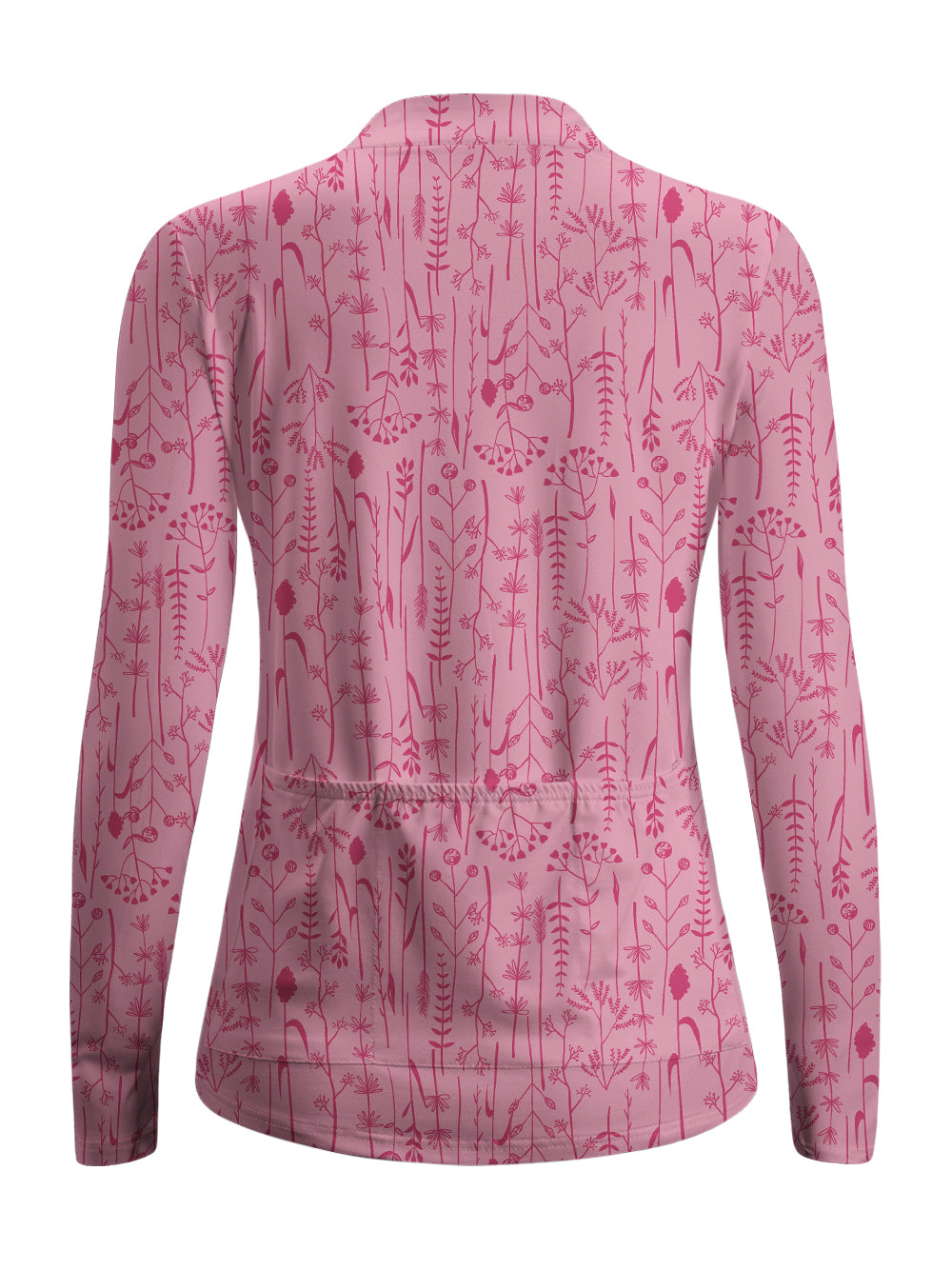 Orionride Pink Fern Frolic Women's Quarter Zipper Long Sleeve Jersey