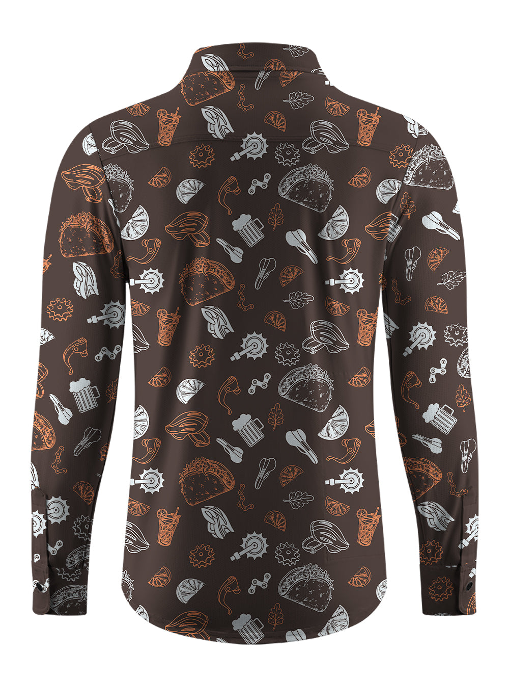 Orionride Food Party Men's Stretchy Breathable Long Sleeve Gravel Shirt