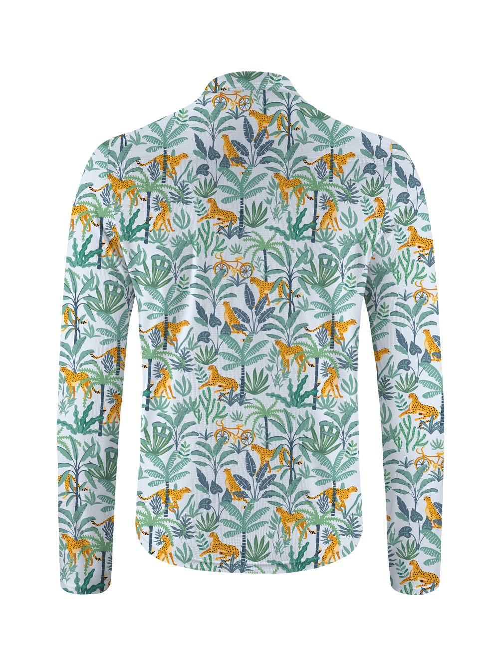 Orionride Jungle Leopard Long Sleeve Half Zipper Mountain Bike Jersey