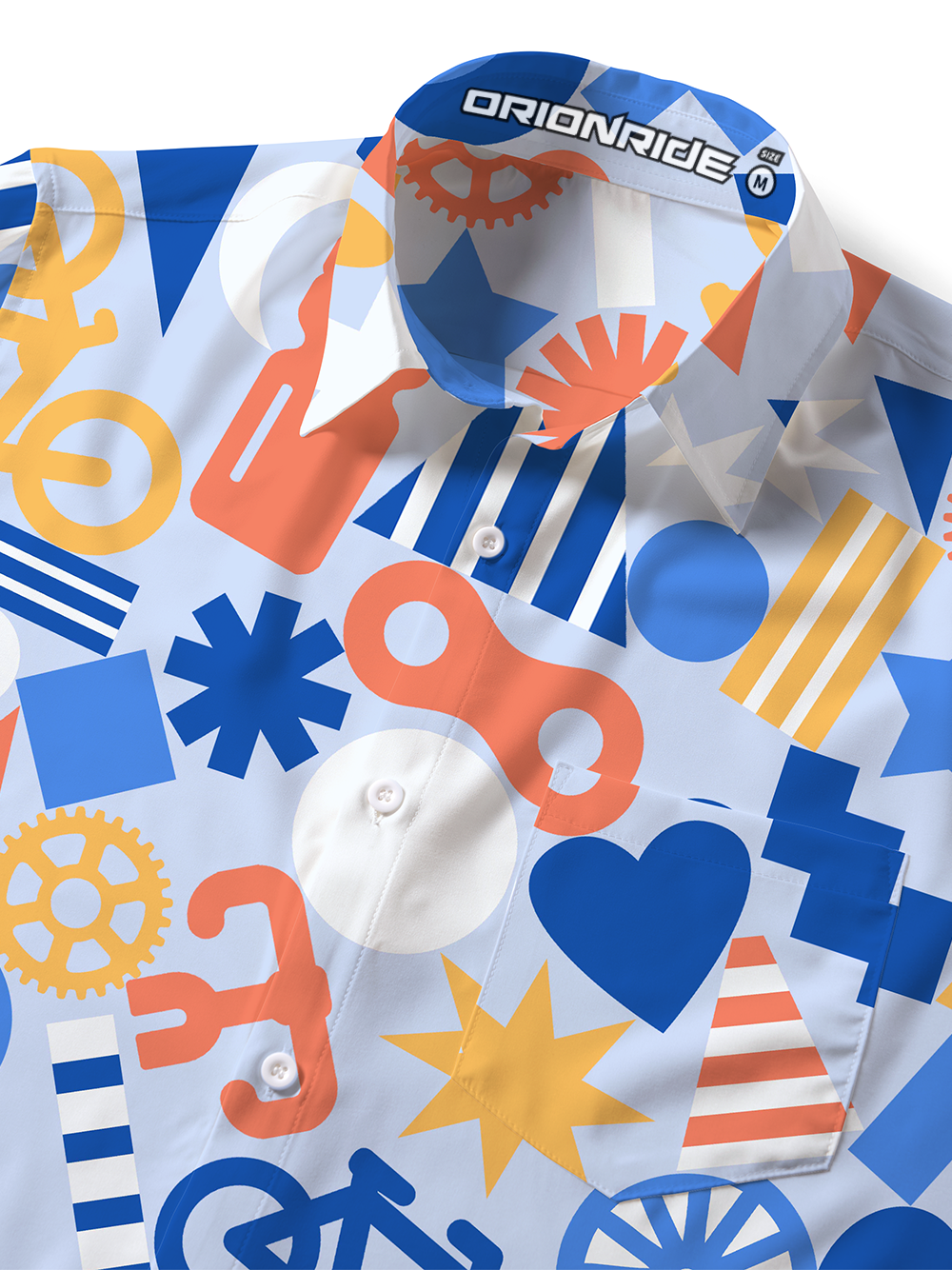 Orionride Short Sleeves Geometric Figures Zipper Pockets Ultra Lightweight Gravel Shirt