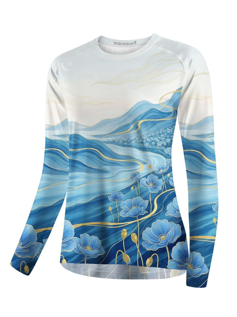 Orionride Gold Blue Valley Script Women's Quick Dry Downhill Jersey