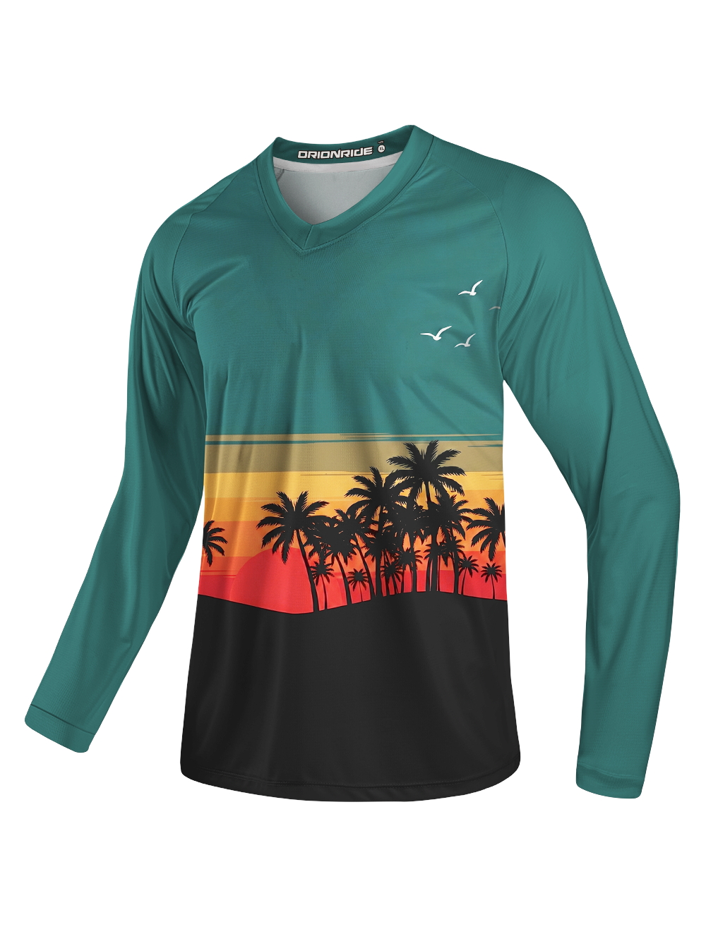 Orionride Sunset Coconut Trees Long Sleeve Downhill Jersey