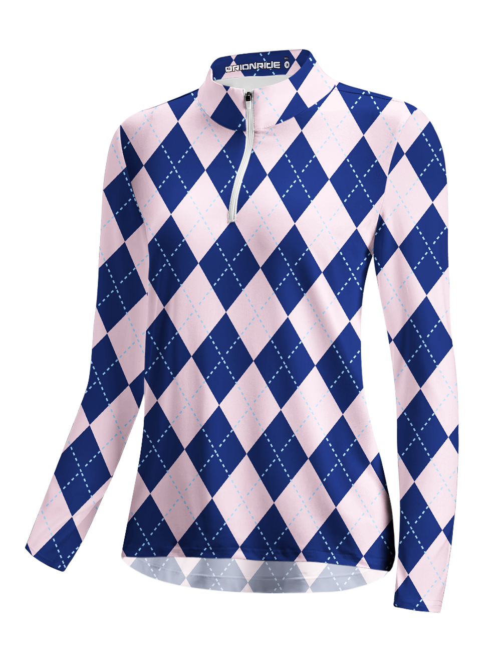 Orionride Diamond Grid Women's Quarter Zipper Long Sleeve Jersey