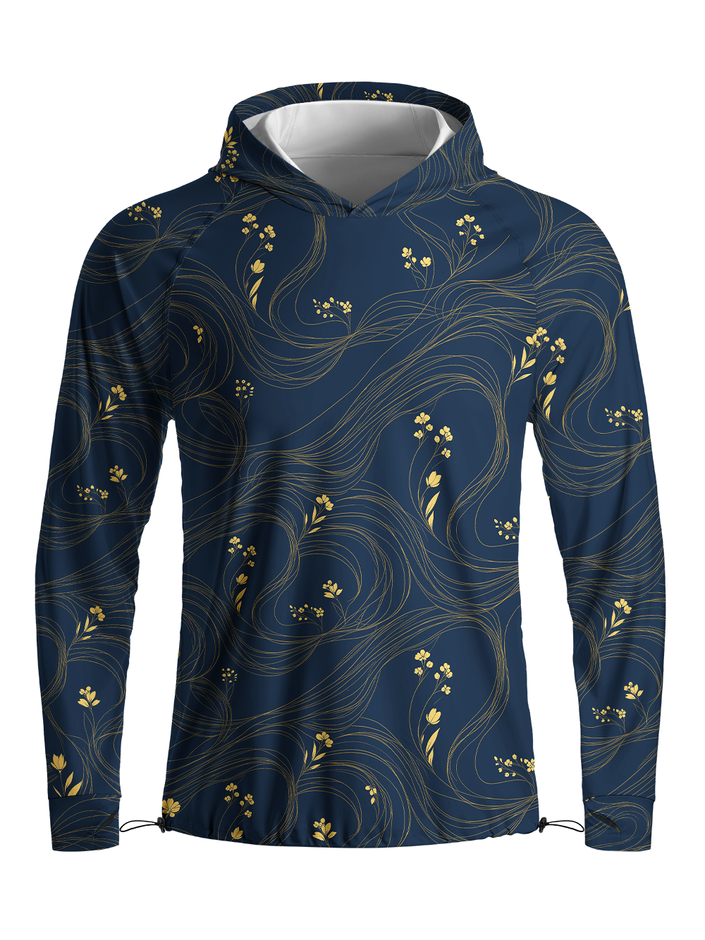 Orionride Gold-threaded Floral Long Sleeve Cycling Hoodie Shirt