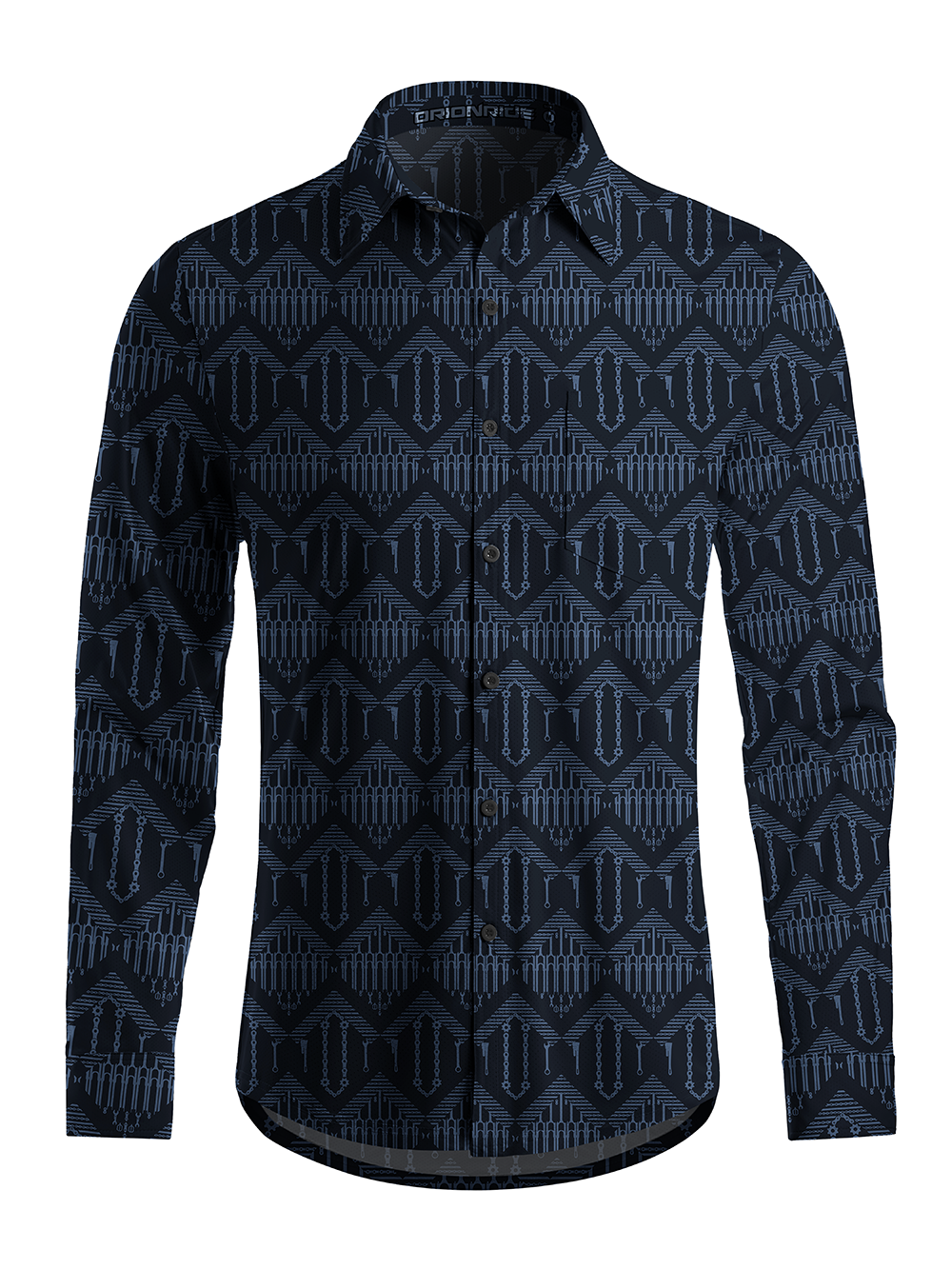 Orionride Checkered Chain Men's Stretchy Breathable Long Sleeve Gravel Shirt
