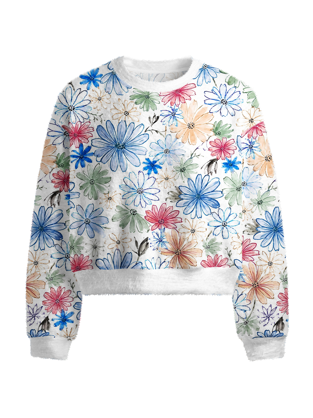 Orionride Wild Blossoms Women's Fuzzy Knit Sweater