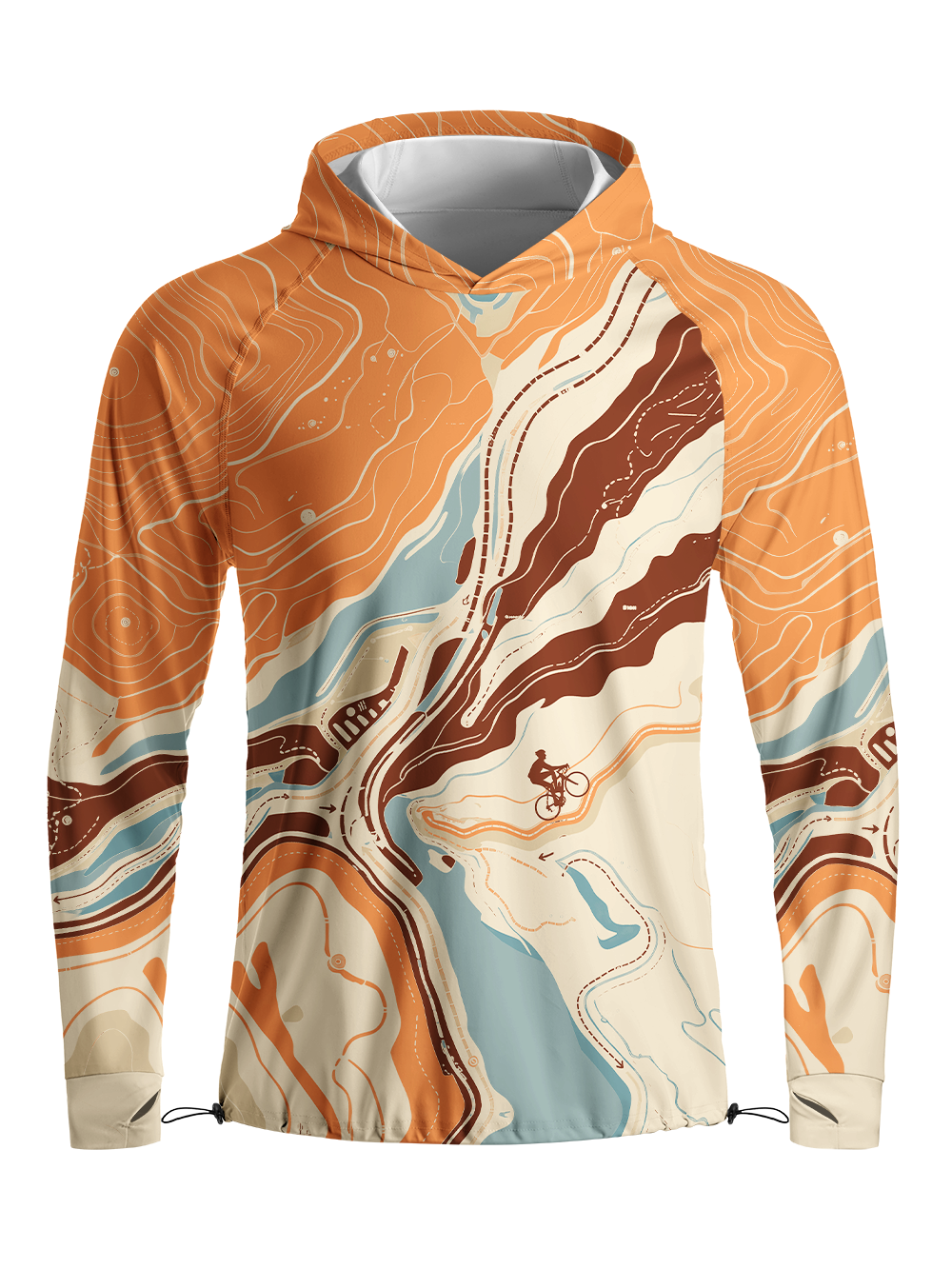 Orionride Map Ride Trail Long Sleeve Cycling Hoodie Shirt