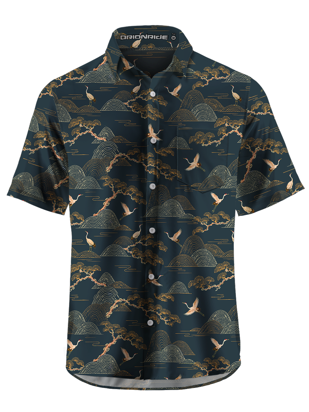 Orionride Golden Crane Zipper Pockets Ultra Lightweight Short Sleeves Gravel Shirt