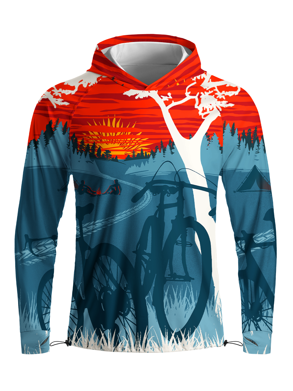 Orionride Sunset Camping Long Sleeve Cycling Hoodie Shirt