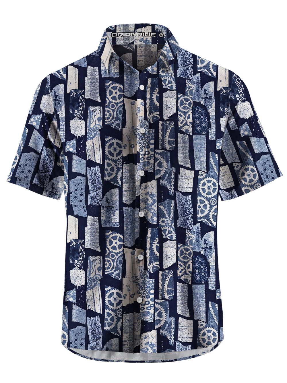 Orionride Indigo Gear Patchwork Zipper Pockets Ultra Lightweight Short Sleeves Gravel Shirt