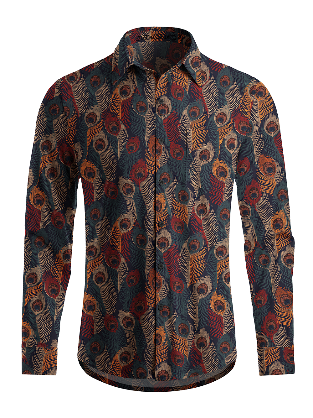 Orionride Colorful Feathers Men's Stretchy Breathable Long Sleeve Gravel Shirt