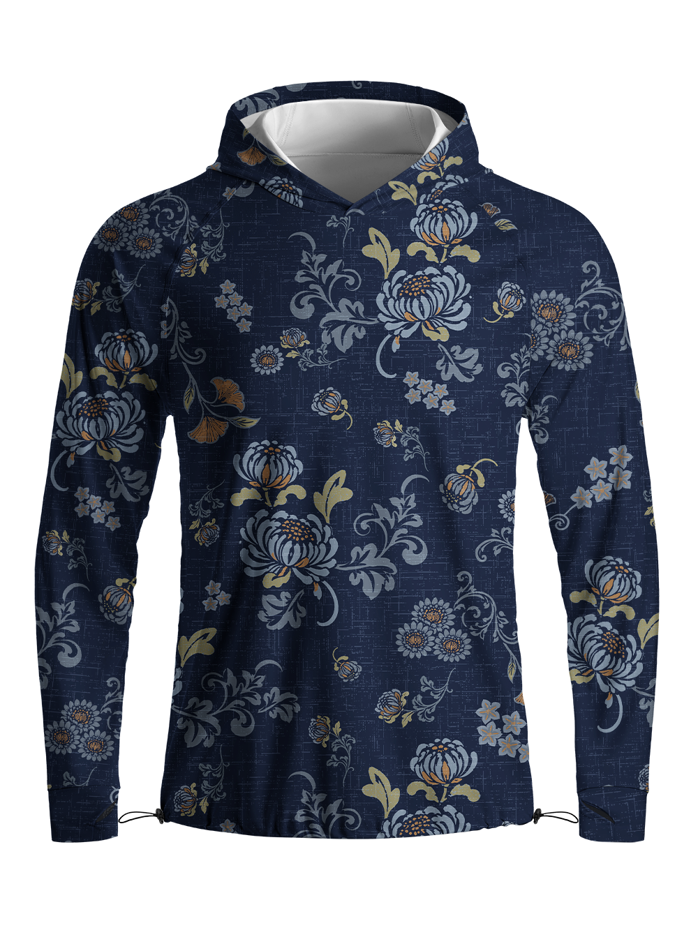 Orionride Dark Floral Weave Long Sleeve Cycling Hoodie Shirt
