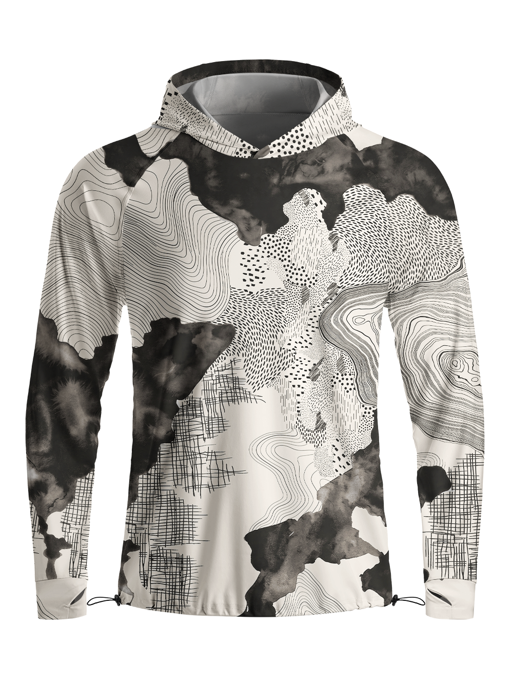 Orionride Abstract Terrain Long Sleeve Cycling Hoodie Shirt