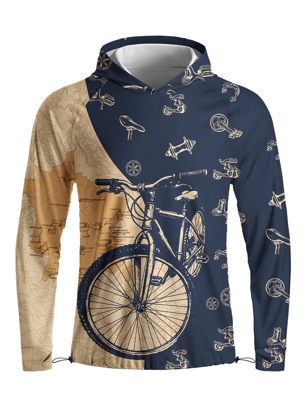 Orionride Crossing The Map Long Sleeve Cycling Hoodie Shirt