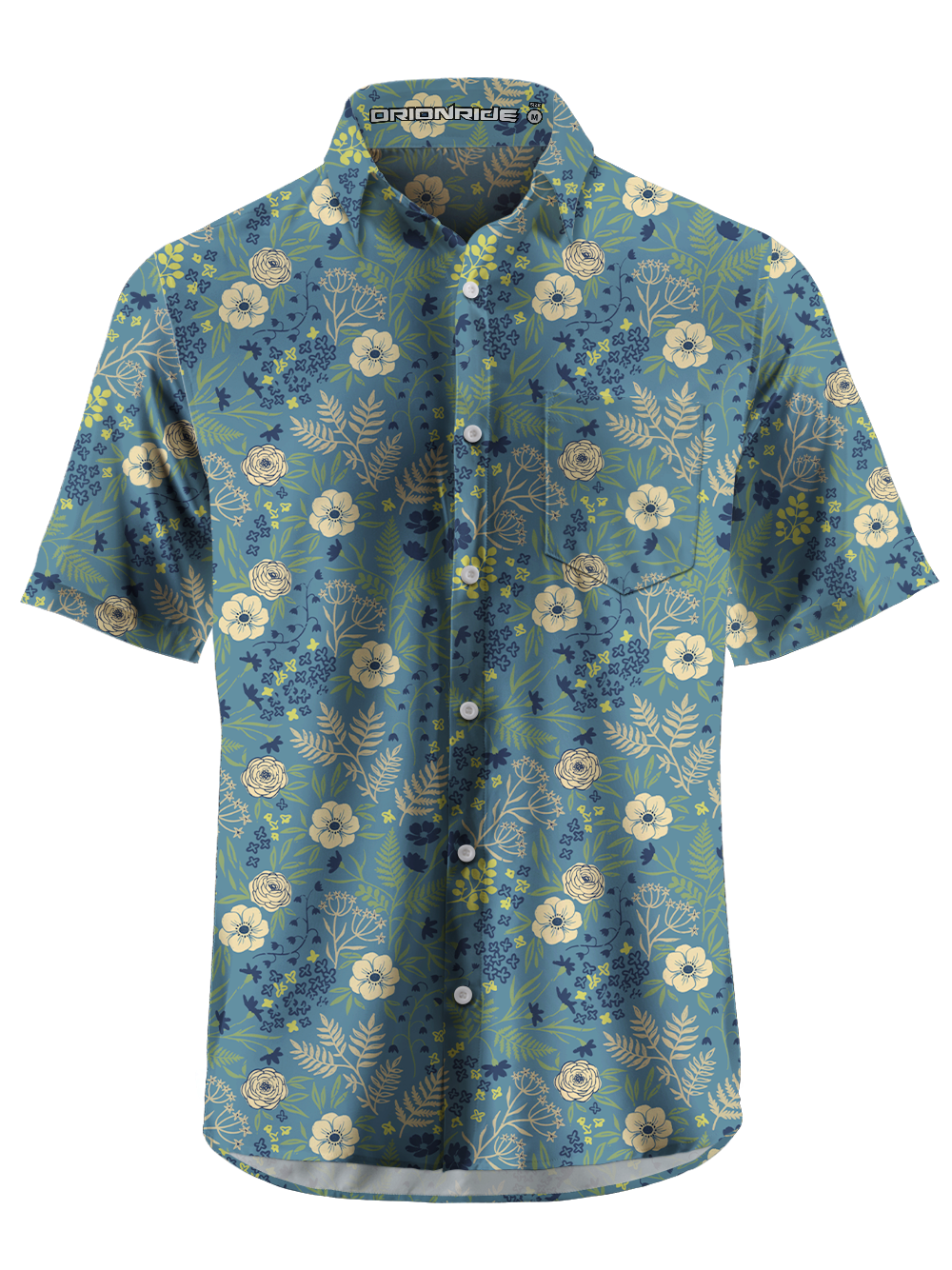 Orionride Midnight Florals Zipper Pockets Ultra Lightweight Short Sleeves Gravel Shirt