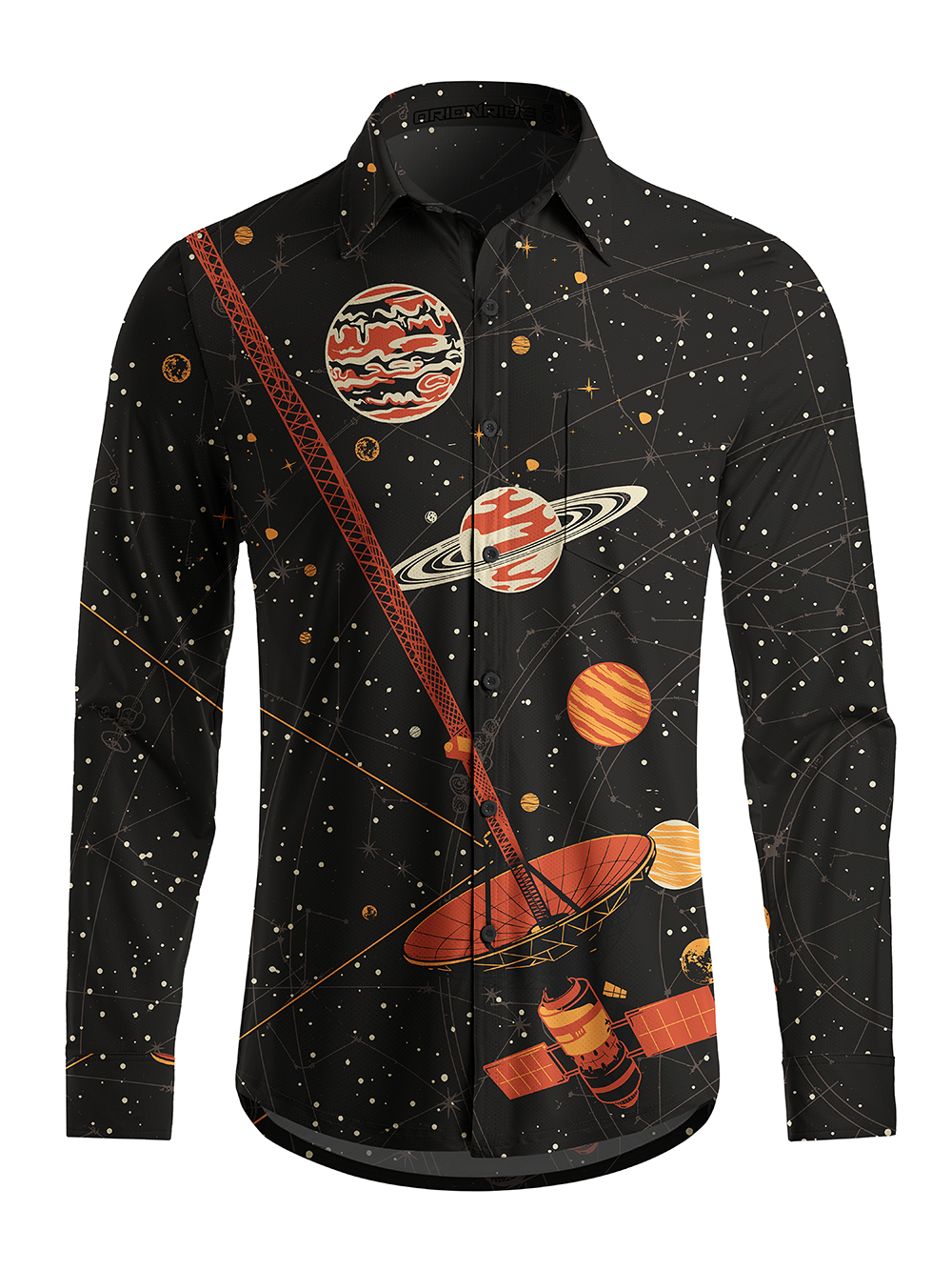 Orionride Starry Sky Background Men's Stretchy Breathable Long Sleeve Gravel Shirt