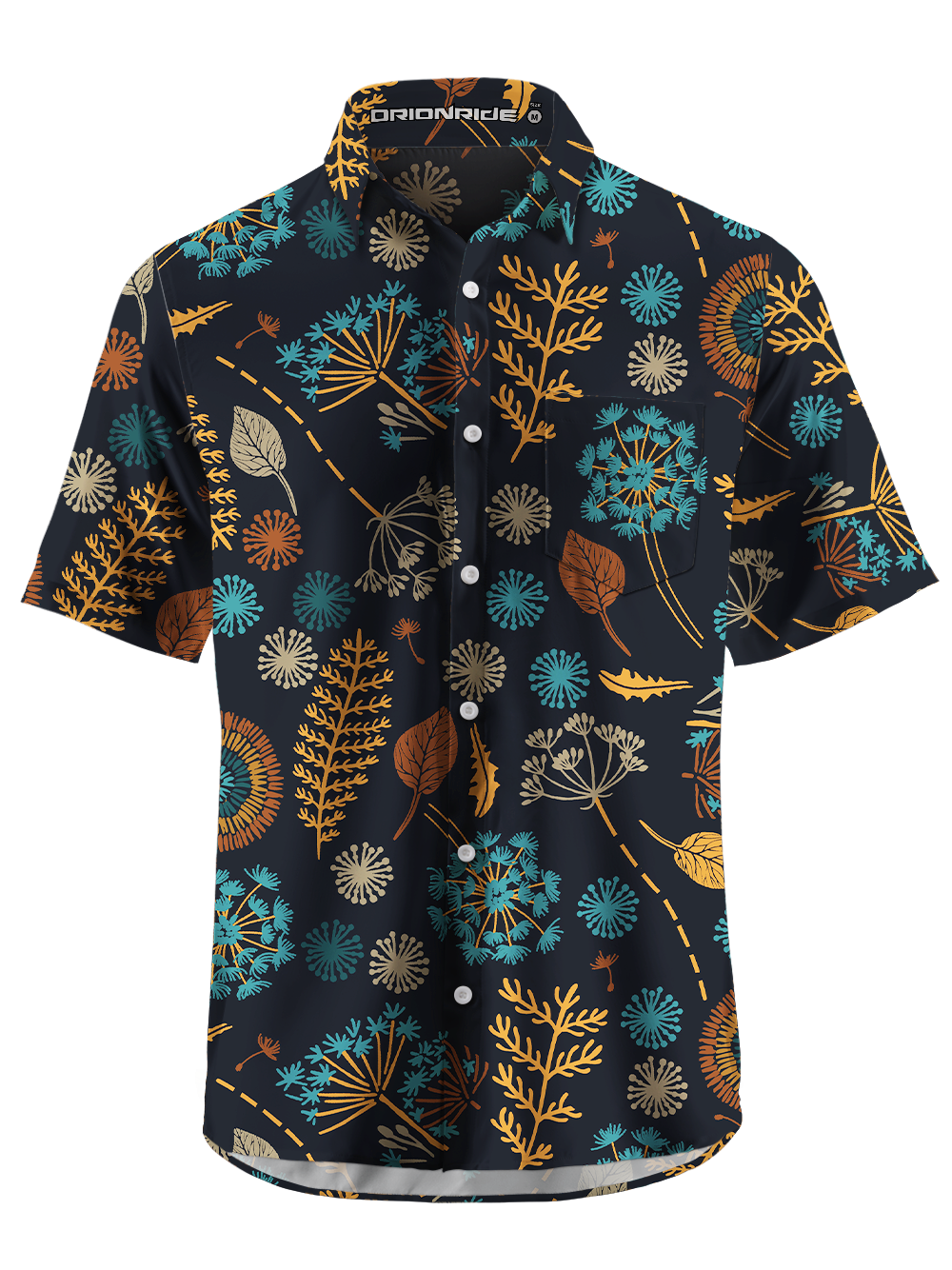Orionride Night Botanicals Zipper Pockets Ultra Lightweight Short Sleeves Gravel Shirt