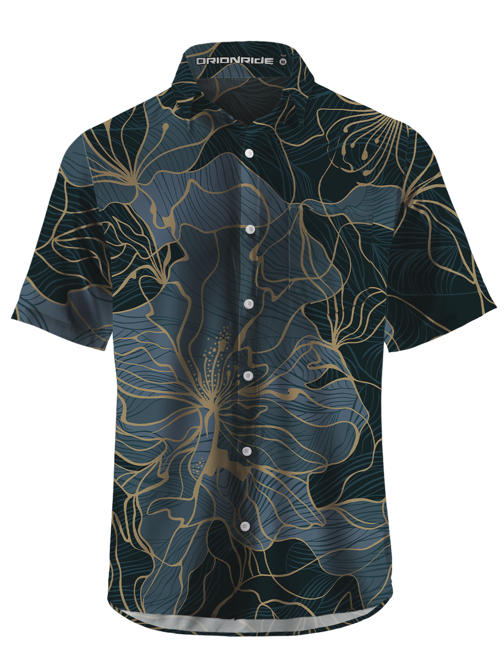 Orionride Golden Floral Zipper Pockets Ultra Lightweight Short Sleeves Gravel Shirt