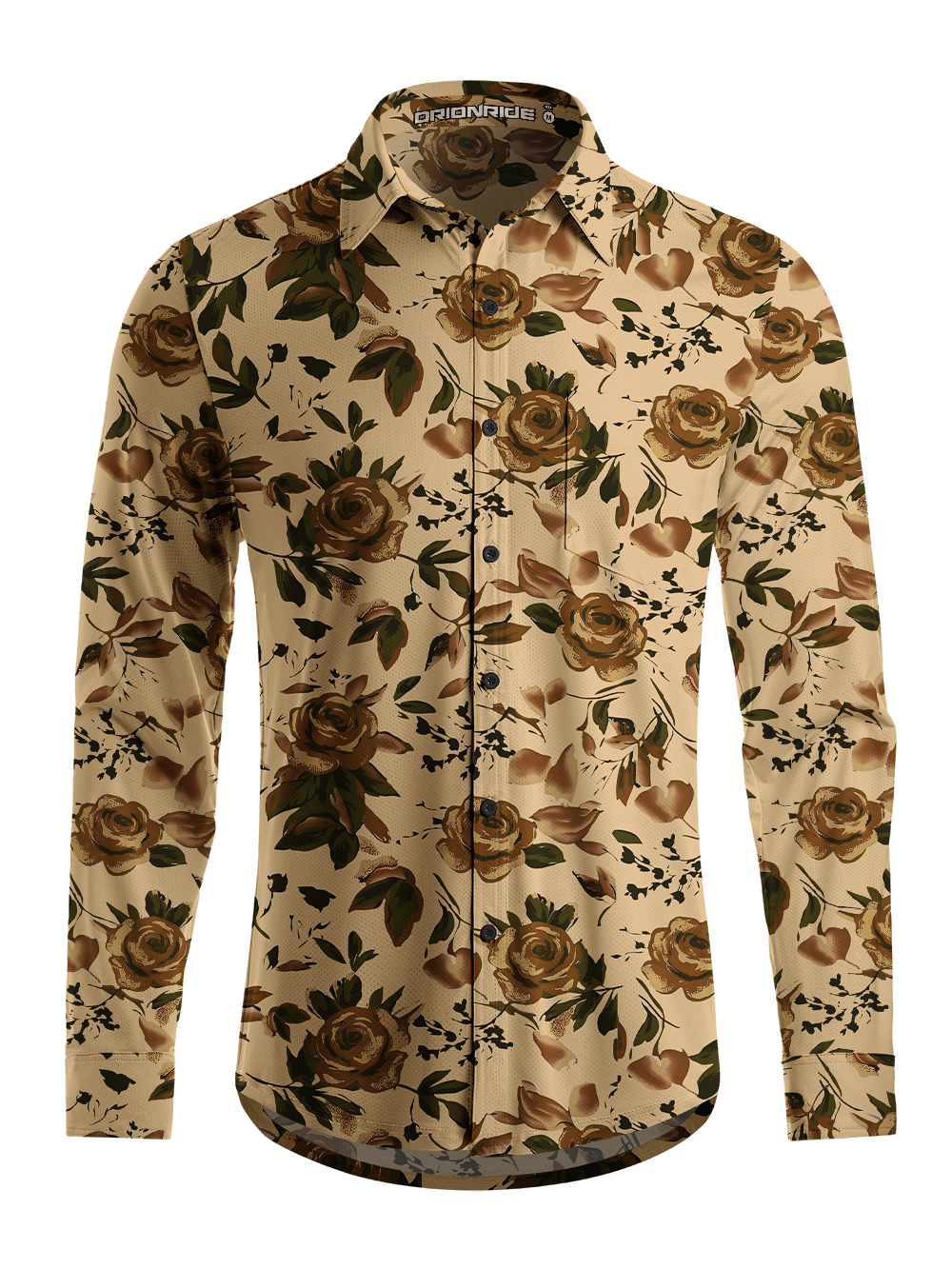 Orionride Midnight Roses Men's Stretchy Breathable Long Sleeve Gravel Shirt